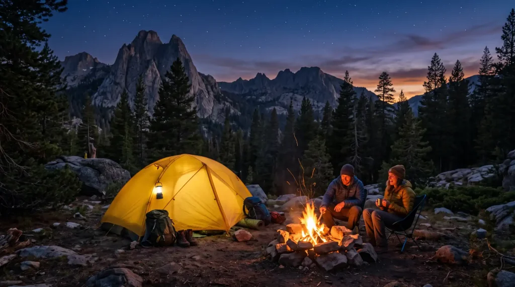 Outdoor Adventures in Tuolumne County: Hiking, Lakes & Scenic Escapes tent at mountain campsite